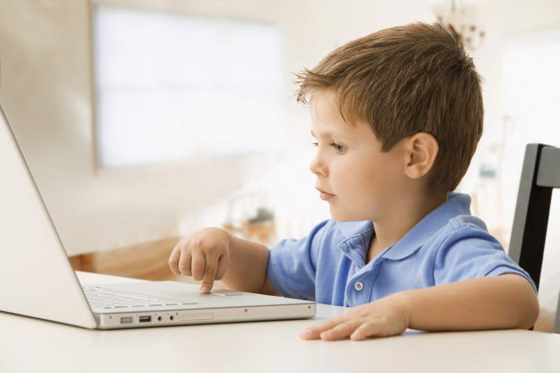 Niño estudiando en el ordenador