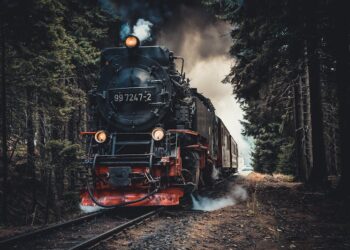 Tren recorriendo paisaje europeo